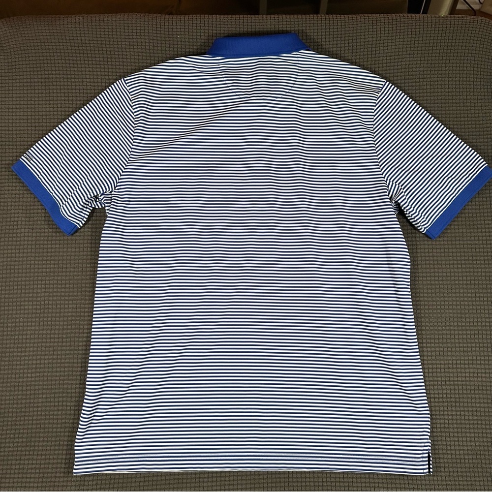 Chaps Golf 78 Blue White Striped Polo Shirt Men’s Size Large Stay-Dry Stretch - Picture 5 of 5
